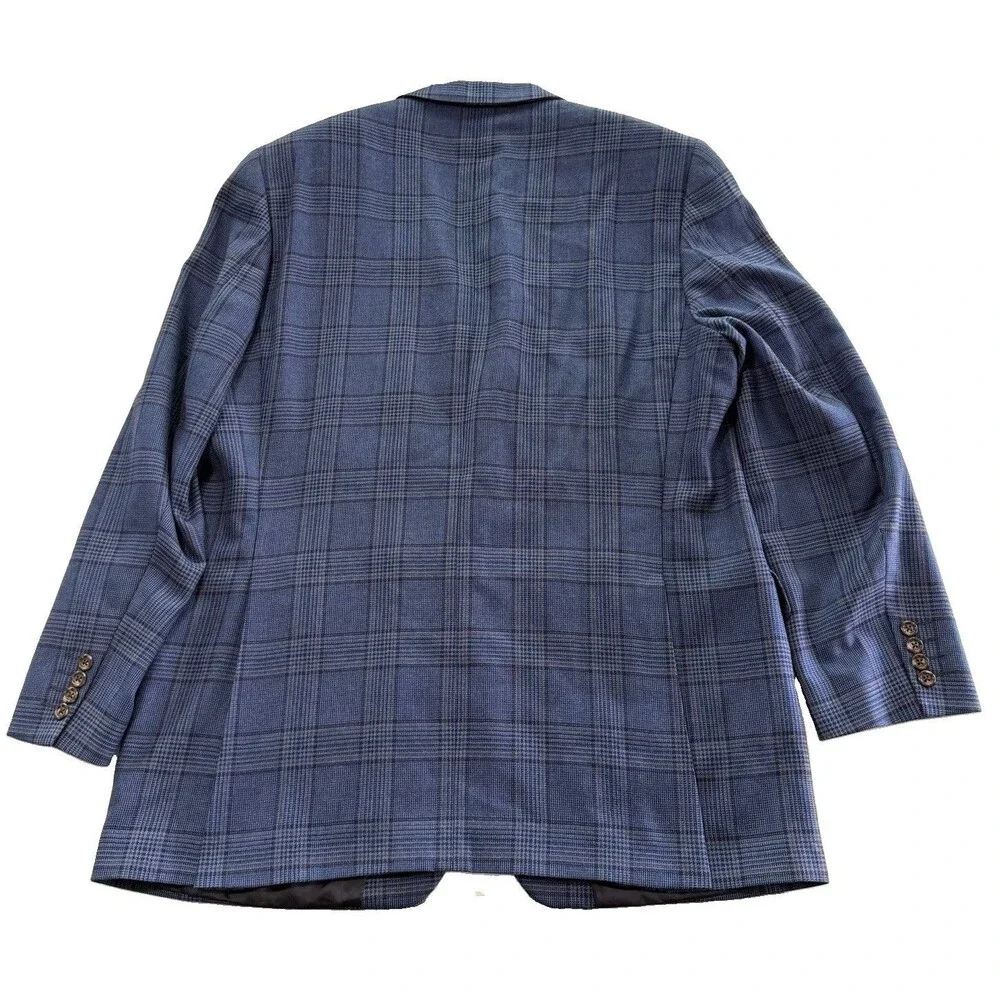 Loro Piana Blazer Mens 46L 100% Cashmere Blue Glen Plaid Jack Victor Selbywood